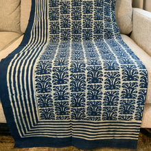 Load image into Gallery viewer, Indigo Block Print Batik Blanket / Throw