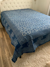 Load image into Gallery viewer, Indigo Block Print Batik Duvet Cover