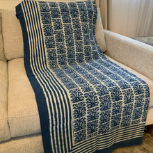 Load image into Gallery viewer, Indigo Block Print Batik Blanket / Throw