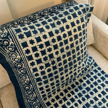Load image into Gallery viewer, Indigo Block Print Batik Blanket / Throw