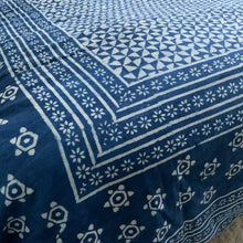 Load image into Gallery viewer, Indigo Block Print Batik Duvet Cover