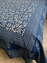 Load image into Gallery viewer, Indigo Block Print Batik Duvet Cover