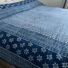 Load image into Gallery viewer, Indigo Block Print Batik Duvet Cover