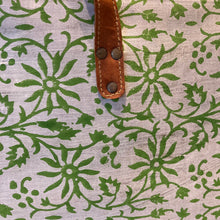 Load image into Gallery viewer, Oversized Blockprint Bags with Leather Straps (Made with Vintage Upcycled Materials)