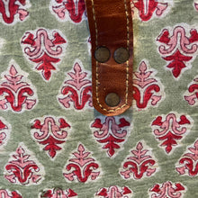 Load image into Gallery viewer, Oversized Blockprint Bags with Leather Straps (Made with Vintage Upcycled Materials)