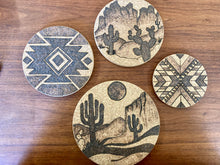 Load image into Gallery viewer, Desert Collection Aztec Design - Cork Trivets - Plaid and Peaches - Medium