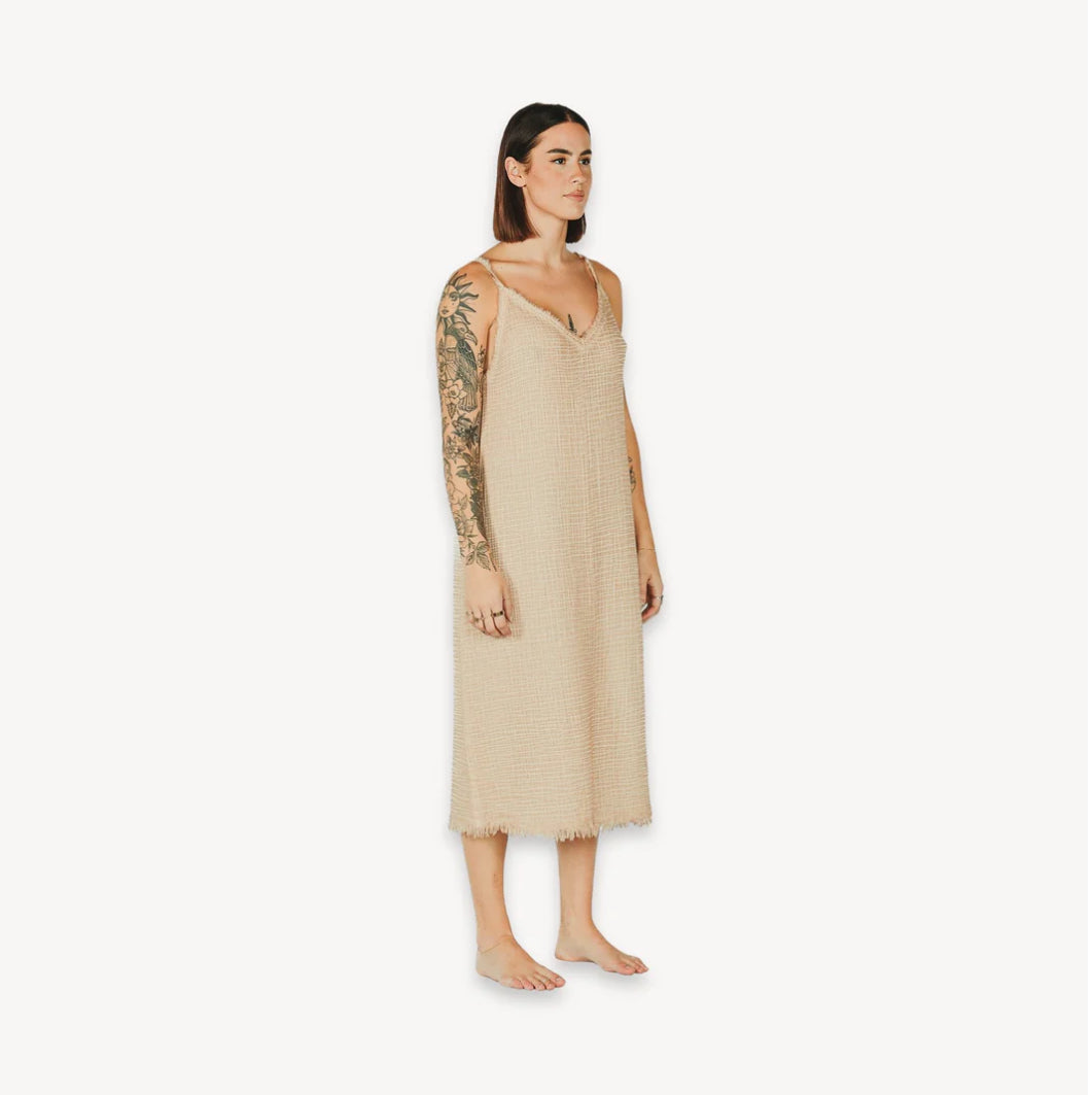 POKOLOKO Crinkle Strappy Dress - Beige IKI-SD4