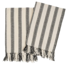 Load image into Gallery viewer, French Stripe Hammam Hand Towels S/2, Black 1-1004

