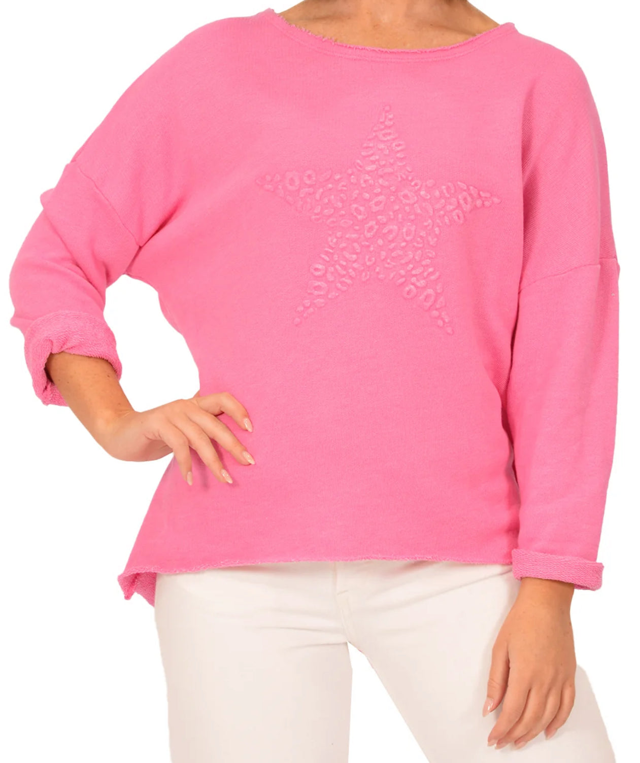 HOT PINK RAW EDGE TOP with STAR
