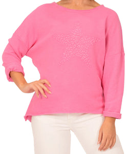 HOT PINK RAW EDGE TOP with STAR