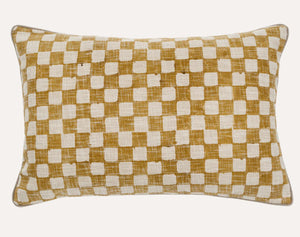 Indaba Yellow Checkered Throw Pillow 1-0438