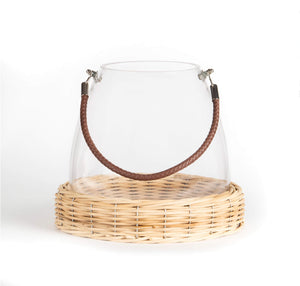 Glass Lantern On Willow Base With Handle 3302