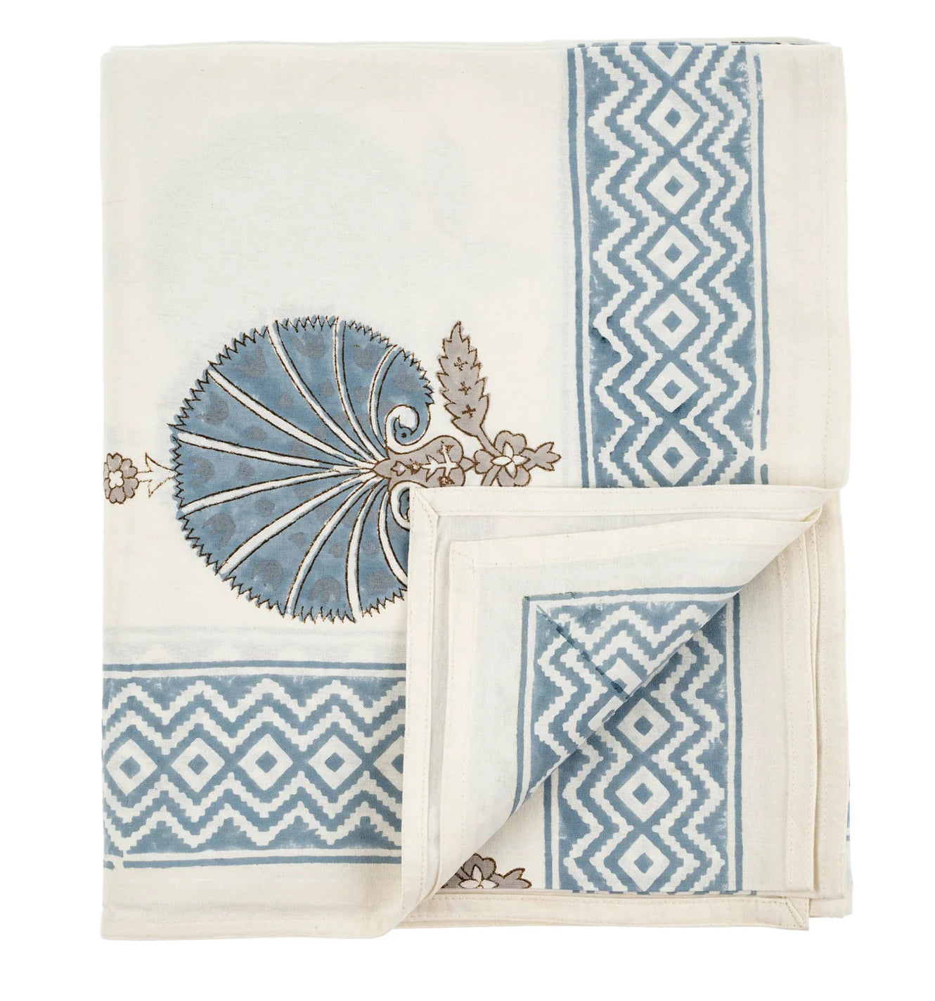 Flora Block Print Tablecloth 4-7334