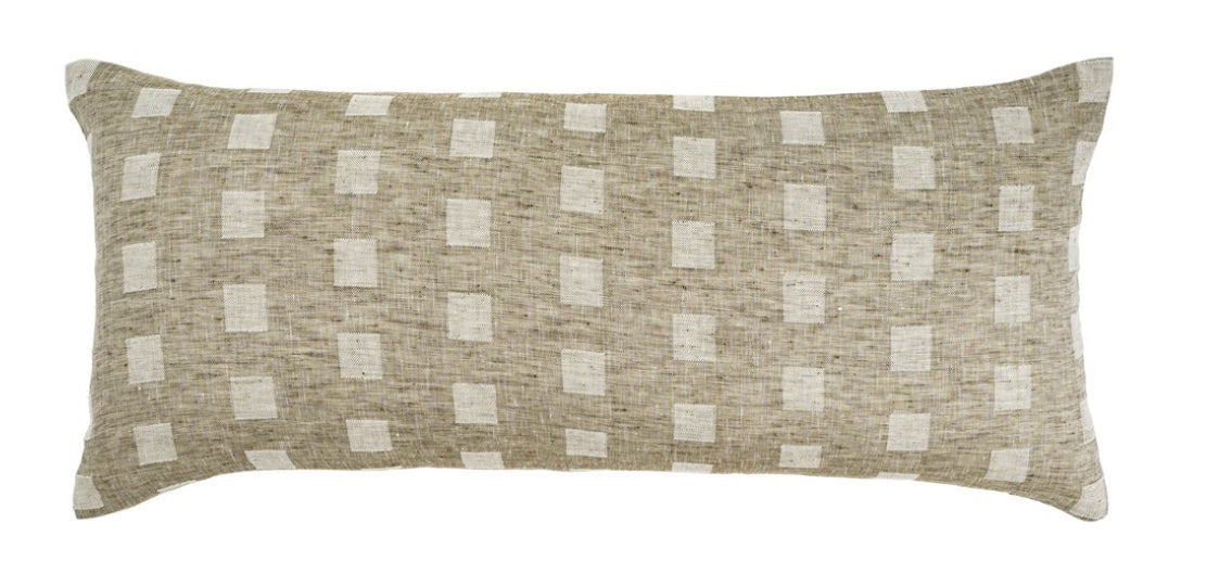 Checkered Linen Pillow Natural 1-2161c