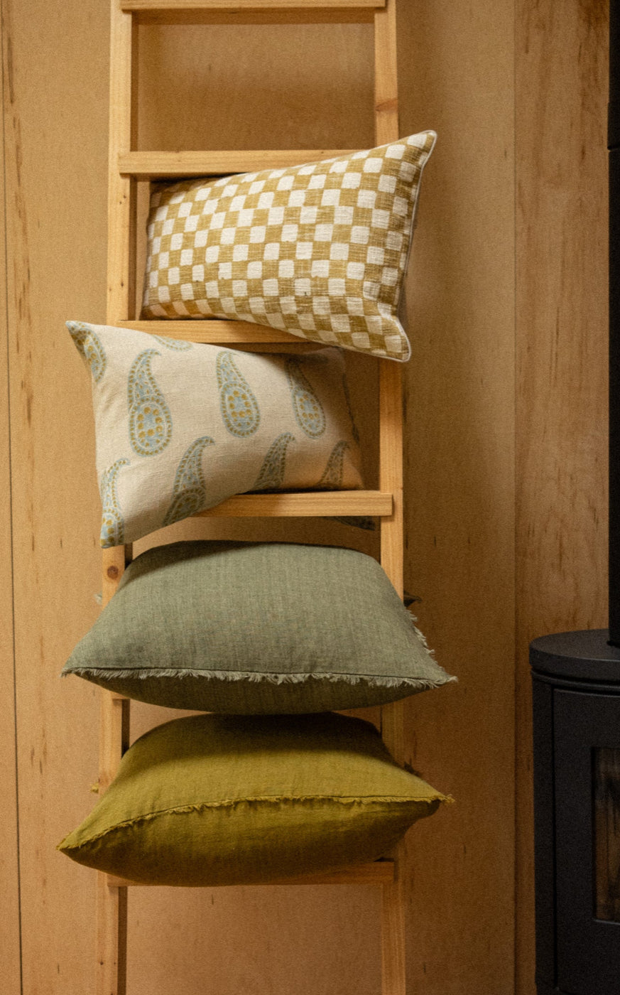 Indaba Yellow Checkered Throw Pillow 1-0438