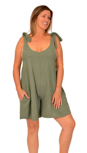 Green Linen Romper - Catherine Lily White’s