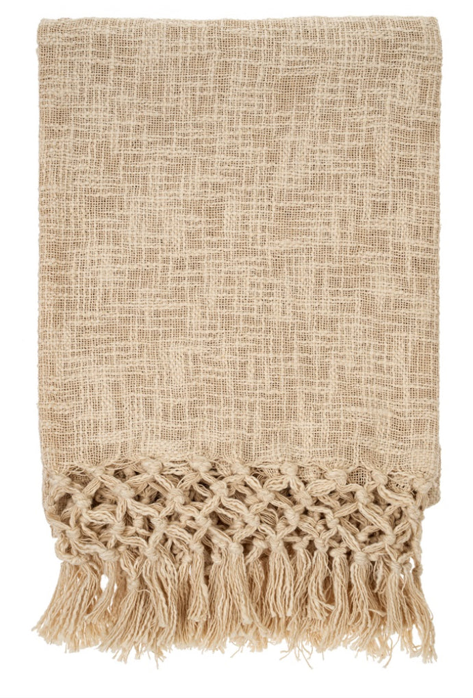 Braided Tassel Throw, off white - 1-3036