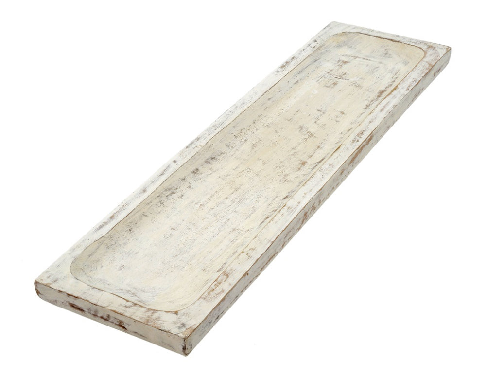 White washed wooden tray 1-3881