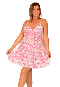 Hot Pink Printed Spaghetti Dress - Catherine Lily White’s