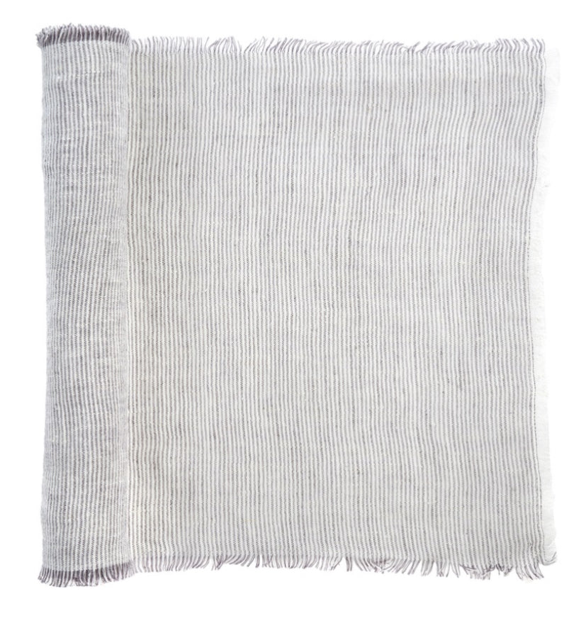 Lina Linen Runner, Grey Stripe - 4-8245