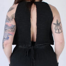 Load image into Gallery viewer, POKOLOKO - CRINKLE KEYHOLE TANK TOP BLACK IKI-KT2
