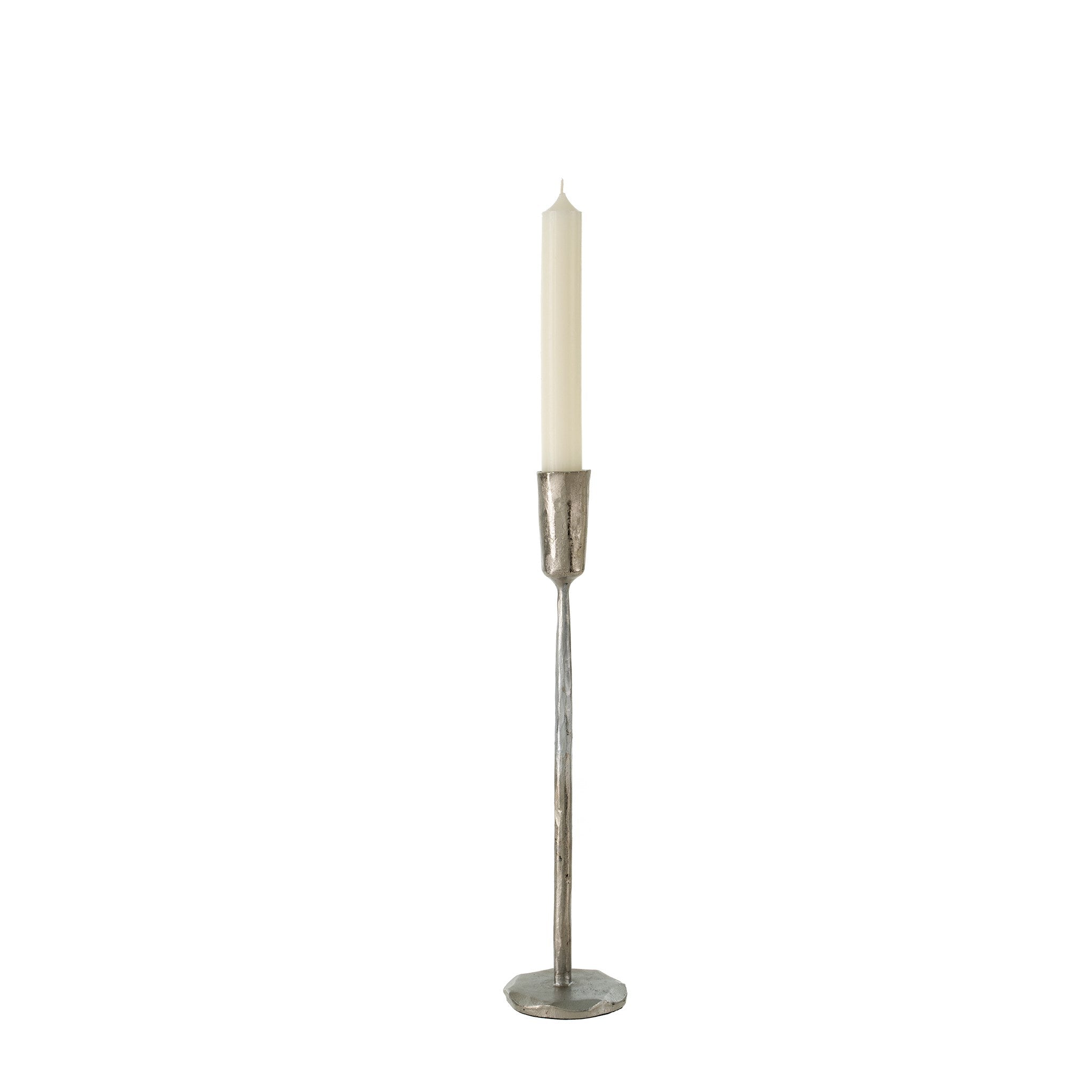 Luna Forged Candlestick (Medium, Silver)