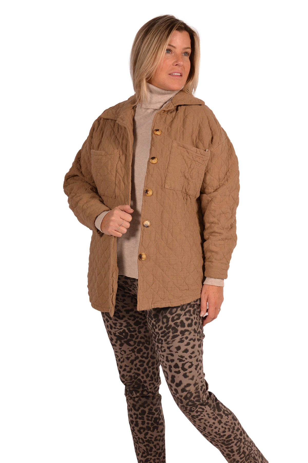 Beige Quilted Coat