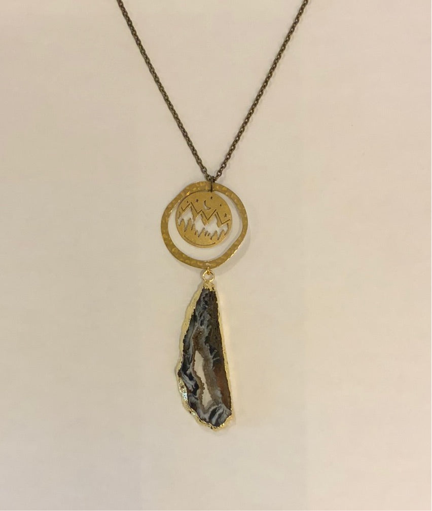 Maiden Perras Geode Druzy Agate Necklace