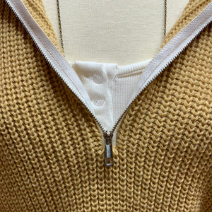 Half Zip Sweater (Mustard/Beige)