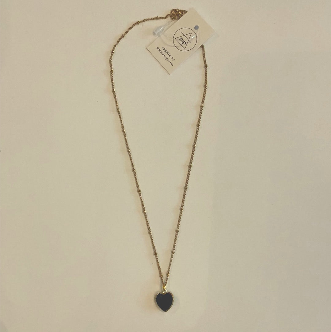 Maiden Perras - Black Onyx Heart Necklace