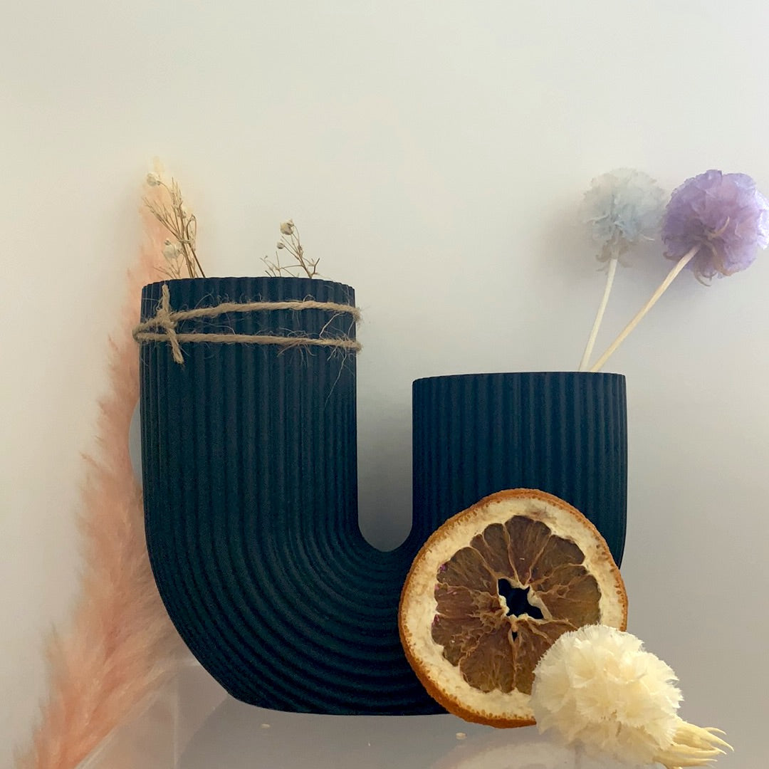 J Vase (Black, White, & Stone)