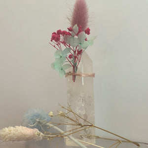 Crystal With Pink Flower Accent