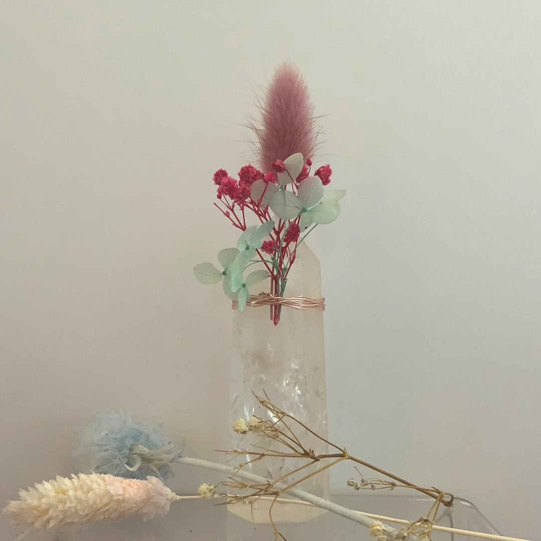 Crystal With Pink Flower Accent