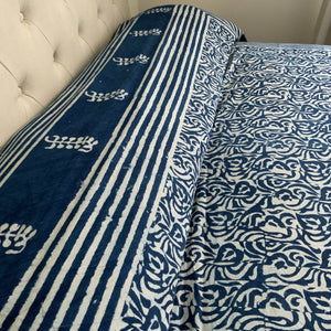 Indigo Block Prink Batik Blanket