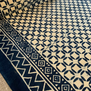 Indigo Block Print Batik Blanket / Throw
