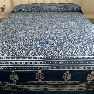 Indigo Block Print Batik Blanket