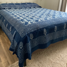 Load image into Gallery viewer, Indigo Block Print Batik Blanket
