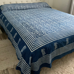 Indigo Block Prink Batik Blanket
