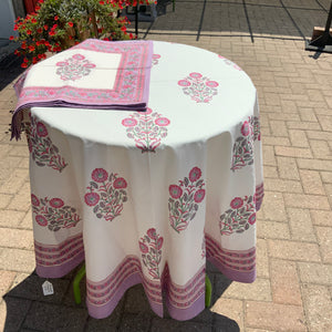 Table Cloths with Napkins- Block Printed Botanicals Mughal Style