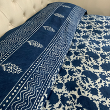 Load image into Gallery viewer, Indigo Block Print Batik Blanket
