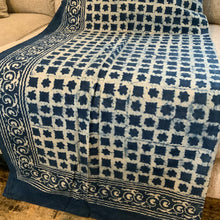 Load image into Gallery viewer, Indigo Block Print Batik Blanket / Throw
