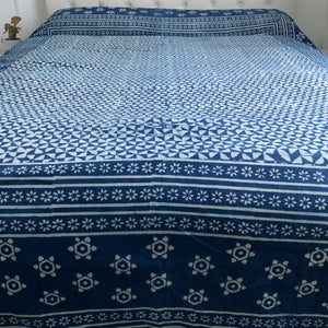 Indigo Block Print Batik Duvet Cover