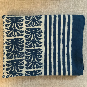 Indigo Block Print Batik Blanket / Throw