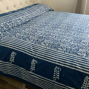 Indigo Block Prink Batik Blanket