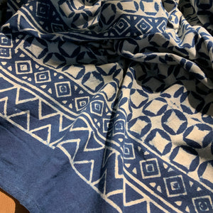 Indigo Block Print Batik Blanket / Throw