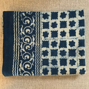 Indigo Block Print Batik Blanket / Throw