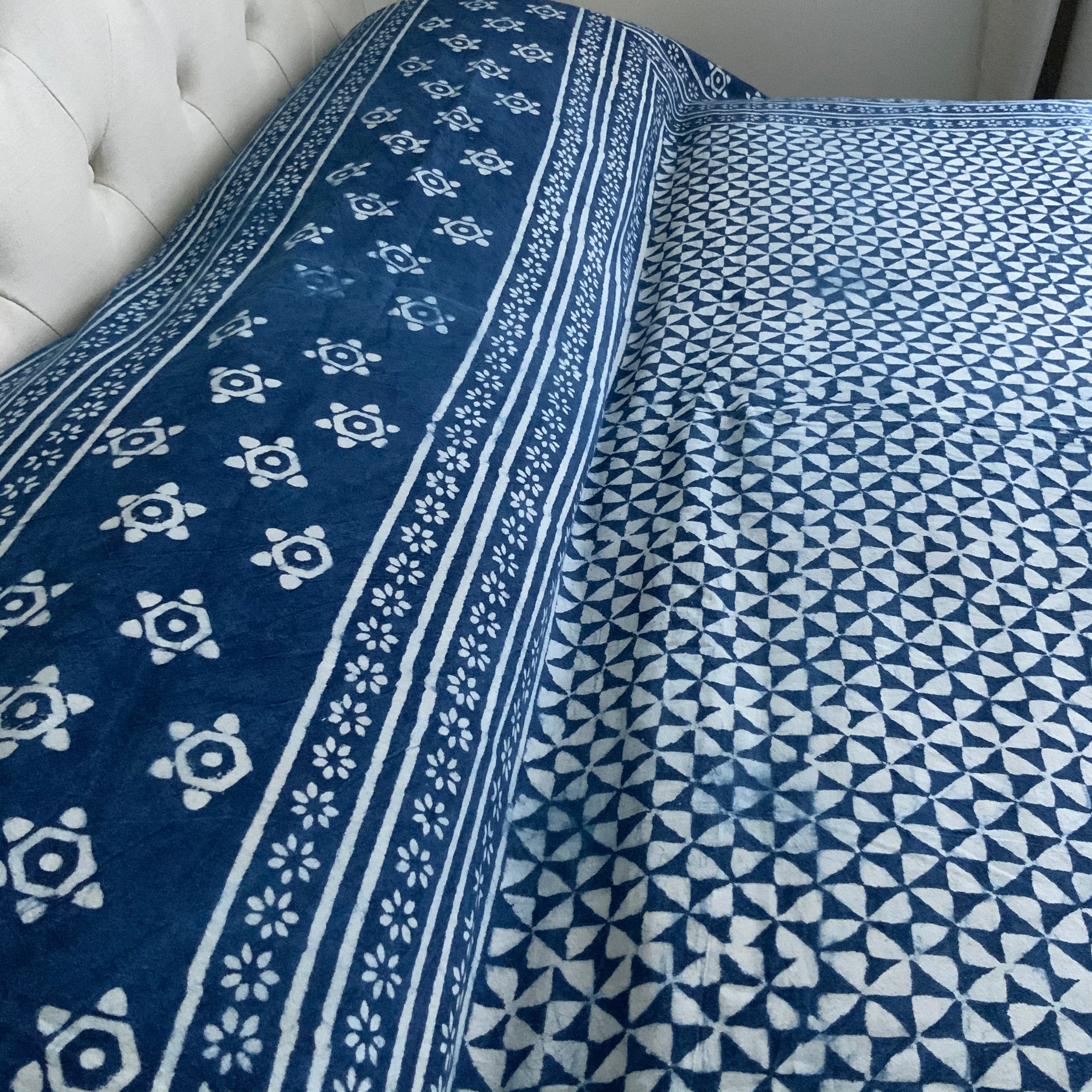 Indigo Block Print Batik Duvet Cover