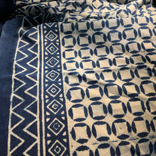 Load image into Gallery viewer, Indigo Block Print Batik Blanket / Throw
