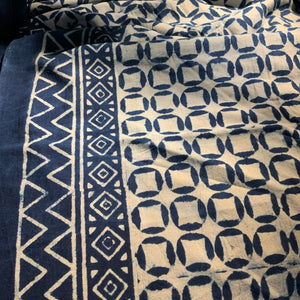 Indigo Block Print Batik Blanket / Throw