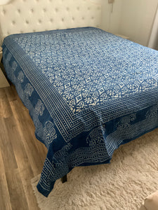 Indigo Block Print Batik Duvet Cover